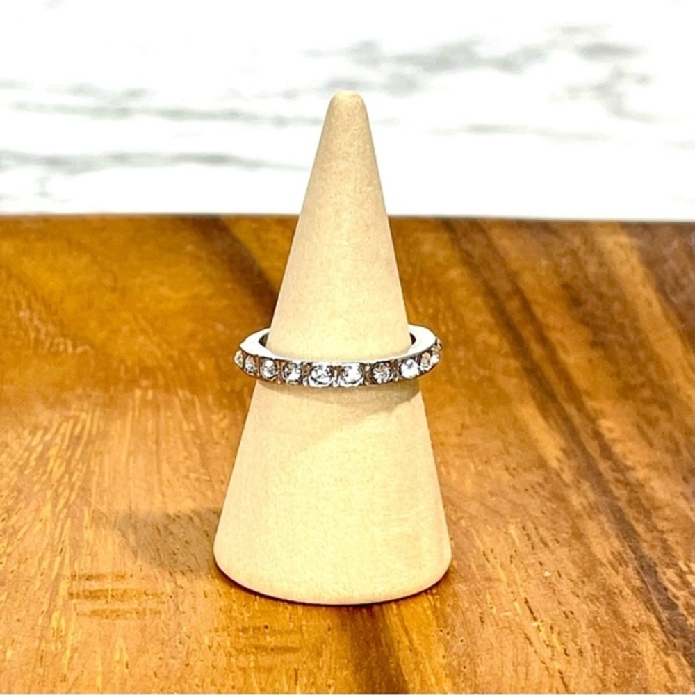 Silver Rhinestone Ring Band - Picture 2 of 9